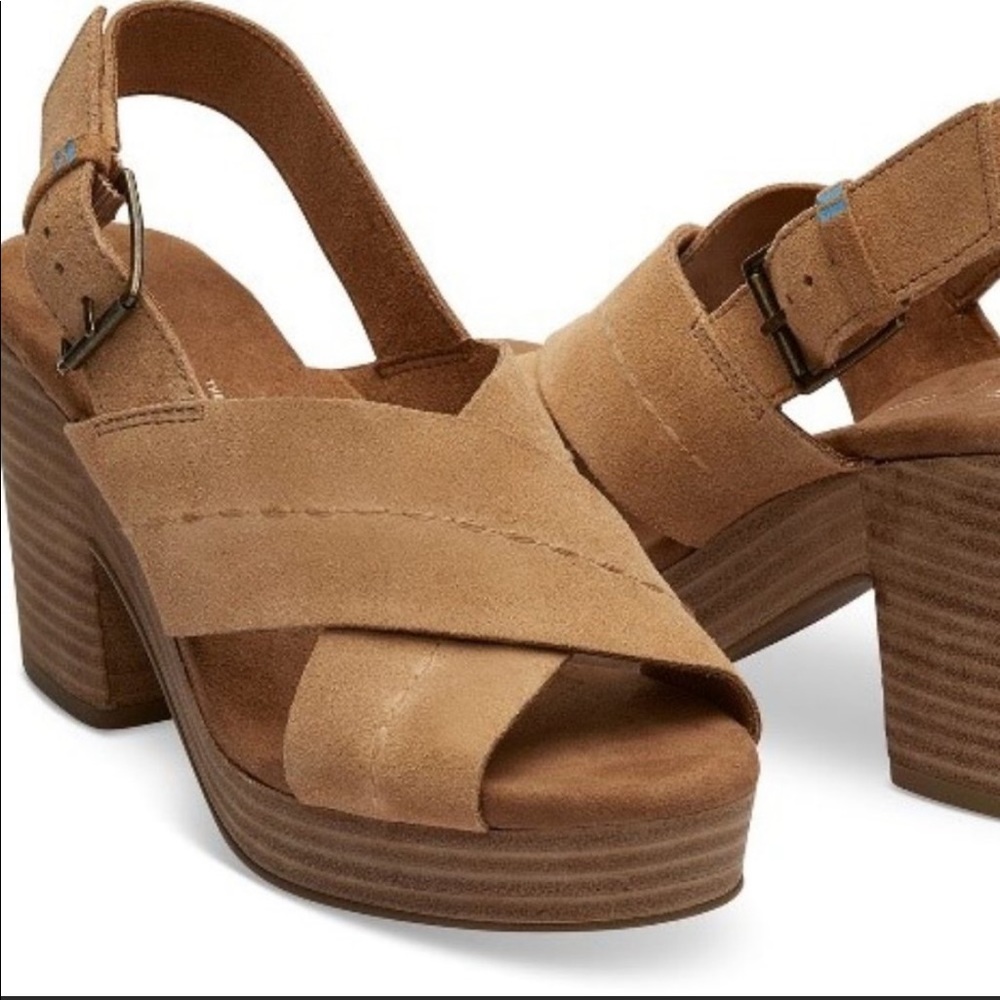 [Toms Cross Strap Chunk Heel] Size 7